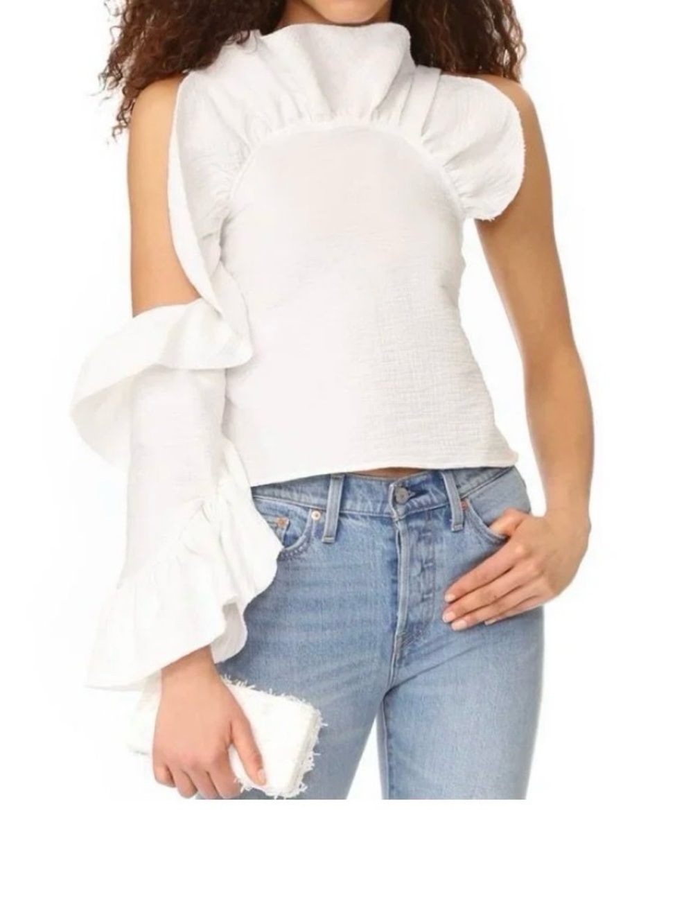 NWT Rachel Comey Spark White One-Shoulder Ruffle Blouse Size 10